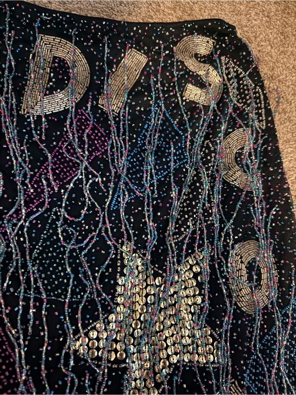 Nasty Gal- Disco Embellished Black Sequin Fringe Mini Skirt - Picture 2 of 3